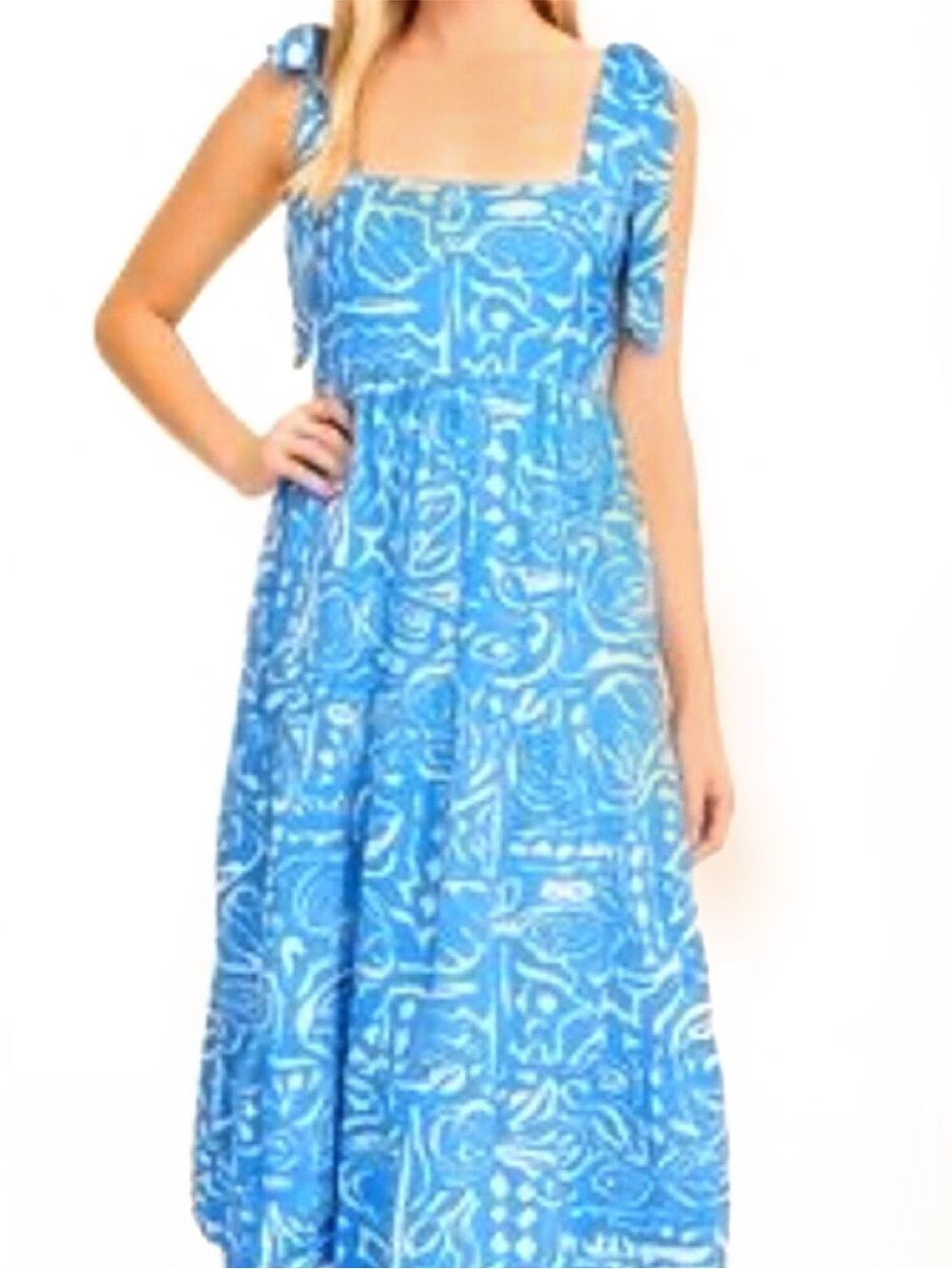 BLU PEPPER Light Blue and White Shell Printed Sundress! 🐚